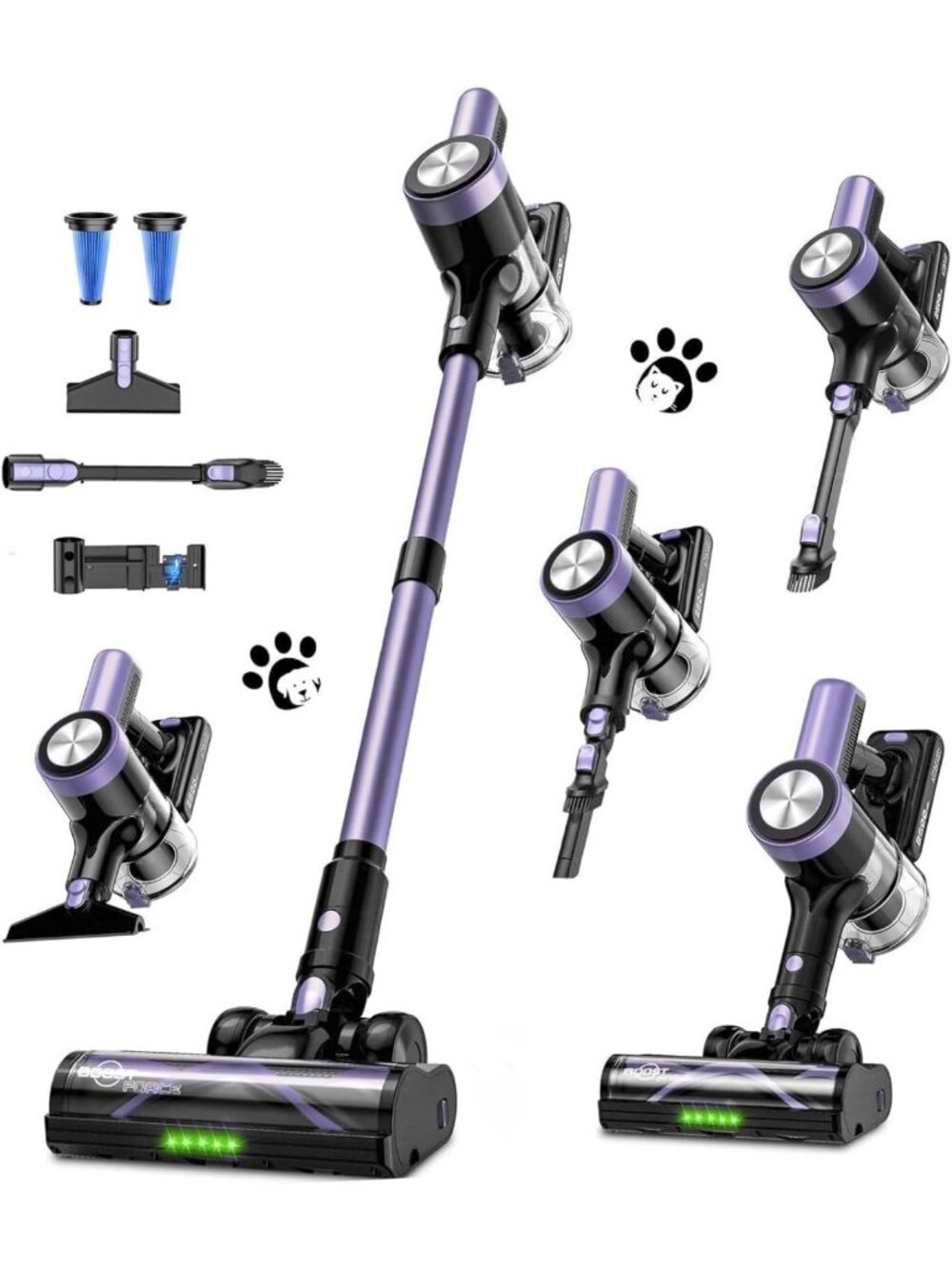 Powerful Cordless Vacuum Cleaner - 55KPa Suction, 65 Min Runtime, 8-in-1 Design